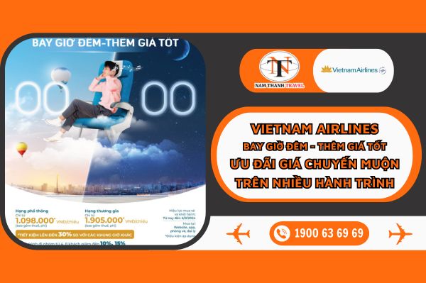 Vietnam Airlines: Bay giờ đêm - Giá thêm tốt